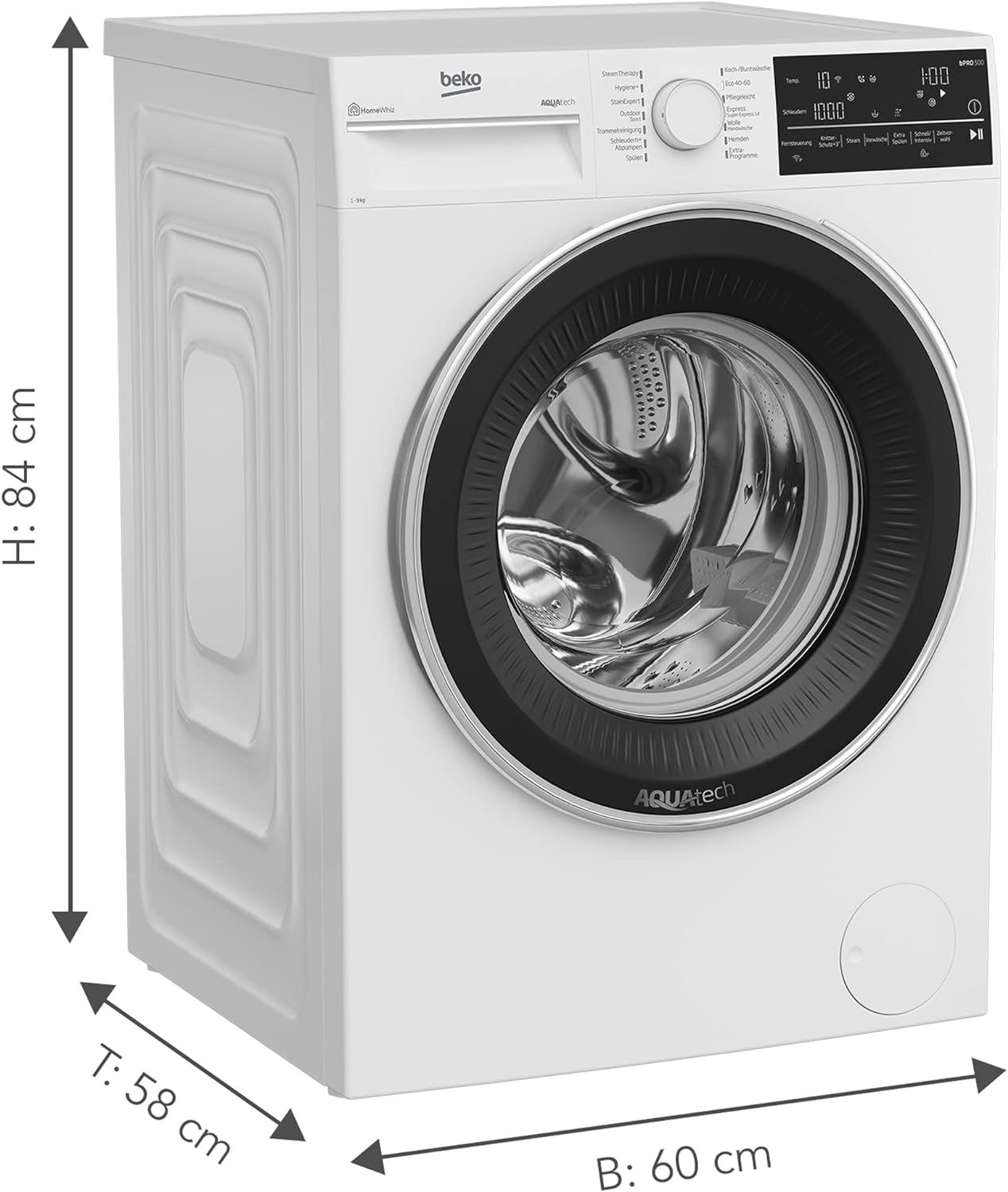 Beko B5WFT89418W Test - Maße