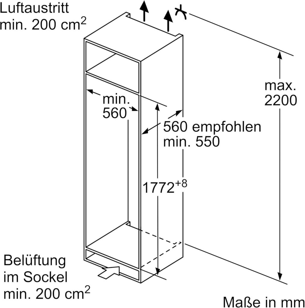 Bosch KIR81VFE0 Test - Abmessungen