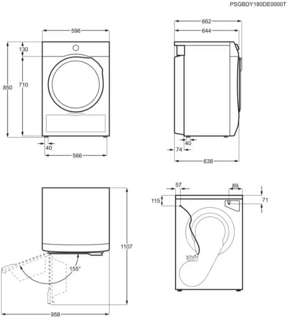 ELECTROLUX EW9HU283 Test - Abmessungen