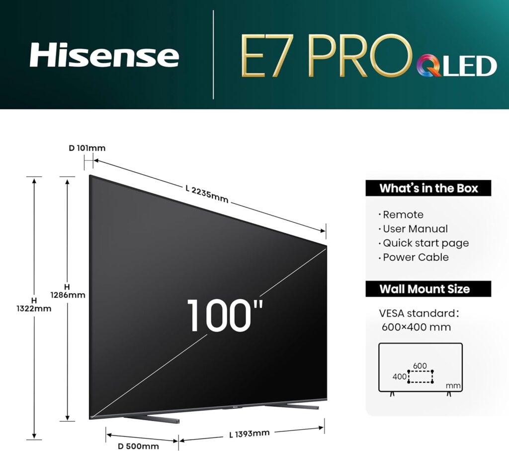 Hisense 100E77NQ Pro Test - Maße