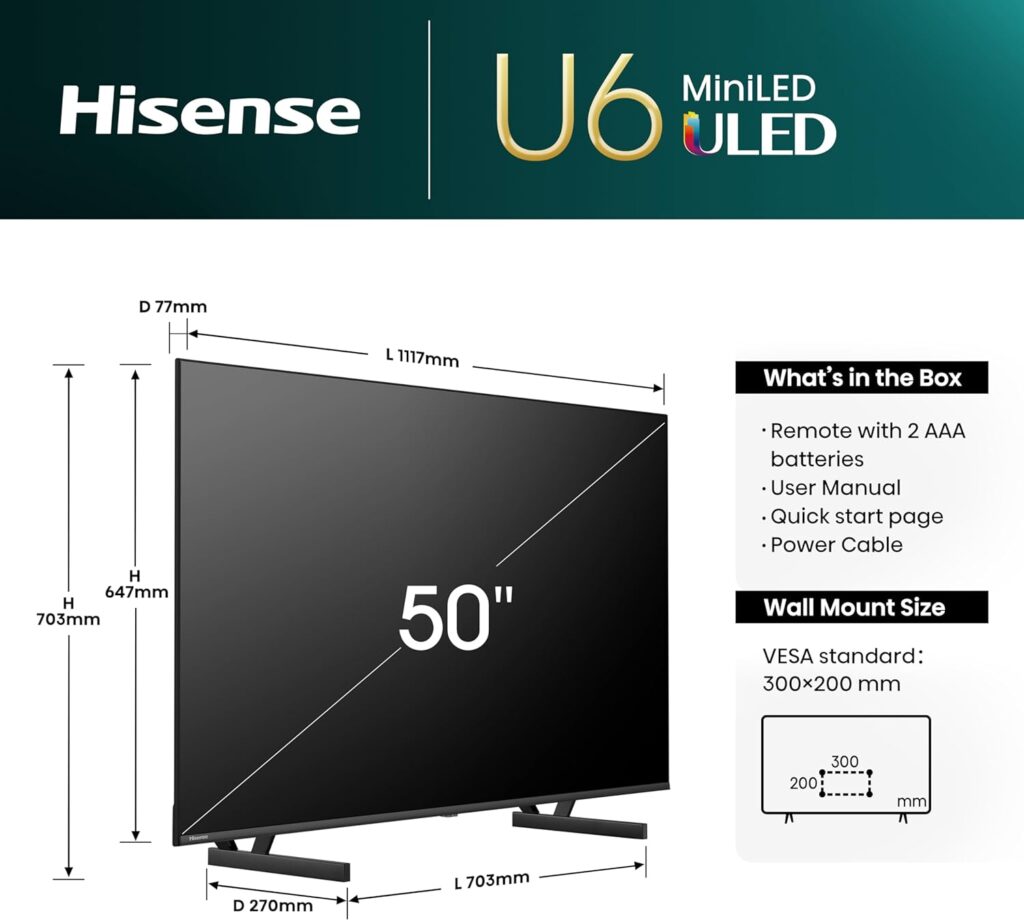 Hisense 50U6NQ Test - Maße