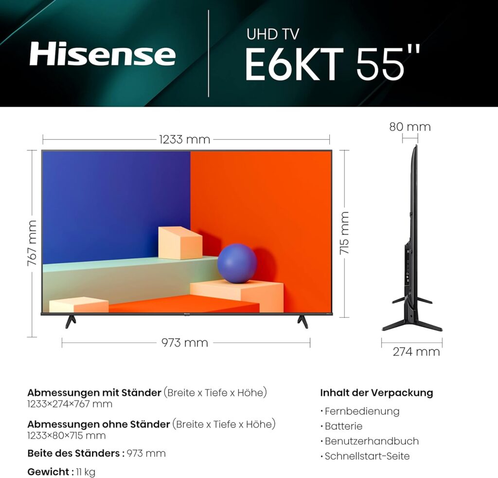 Hisense 55E6KT Test - Maße