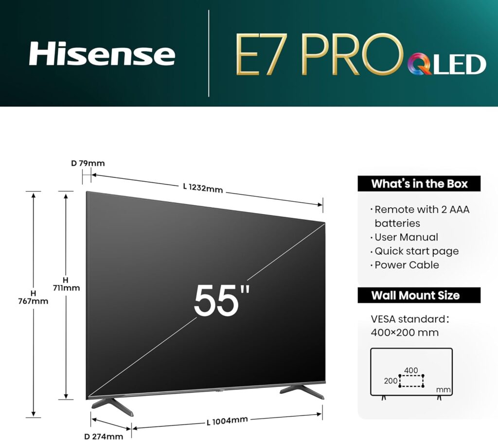 Hisense 55E7NQ Pro Test - Maße