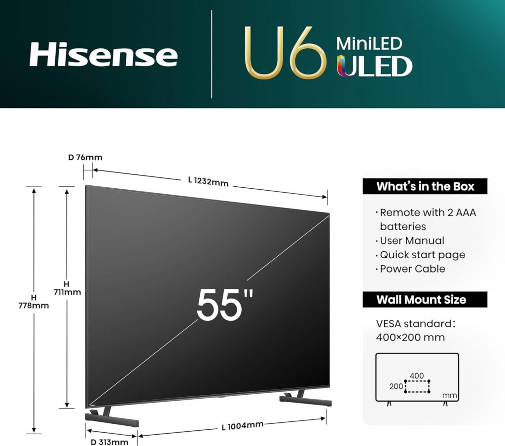 Hisense 55U6NQ Test - Maße
