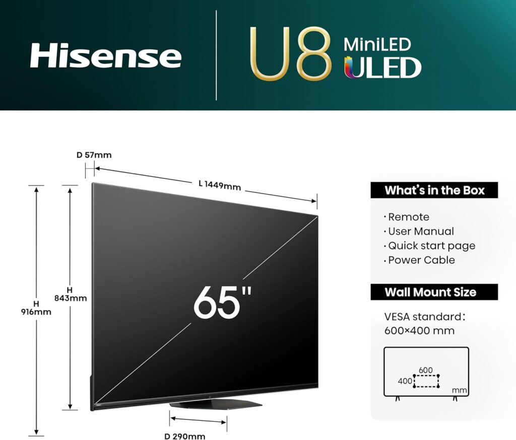 Hisense 65U8NQ Test - Maße