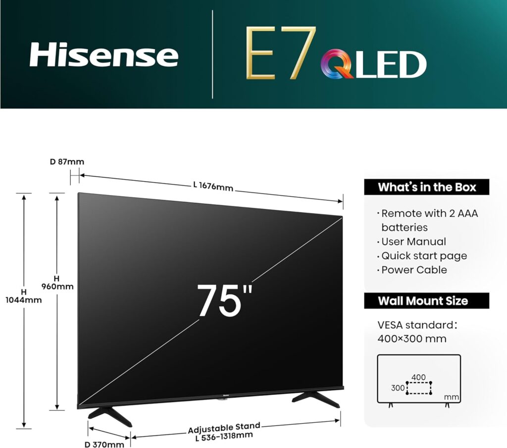 Hisense 75E7NQ Test - Maße