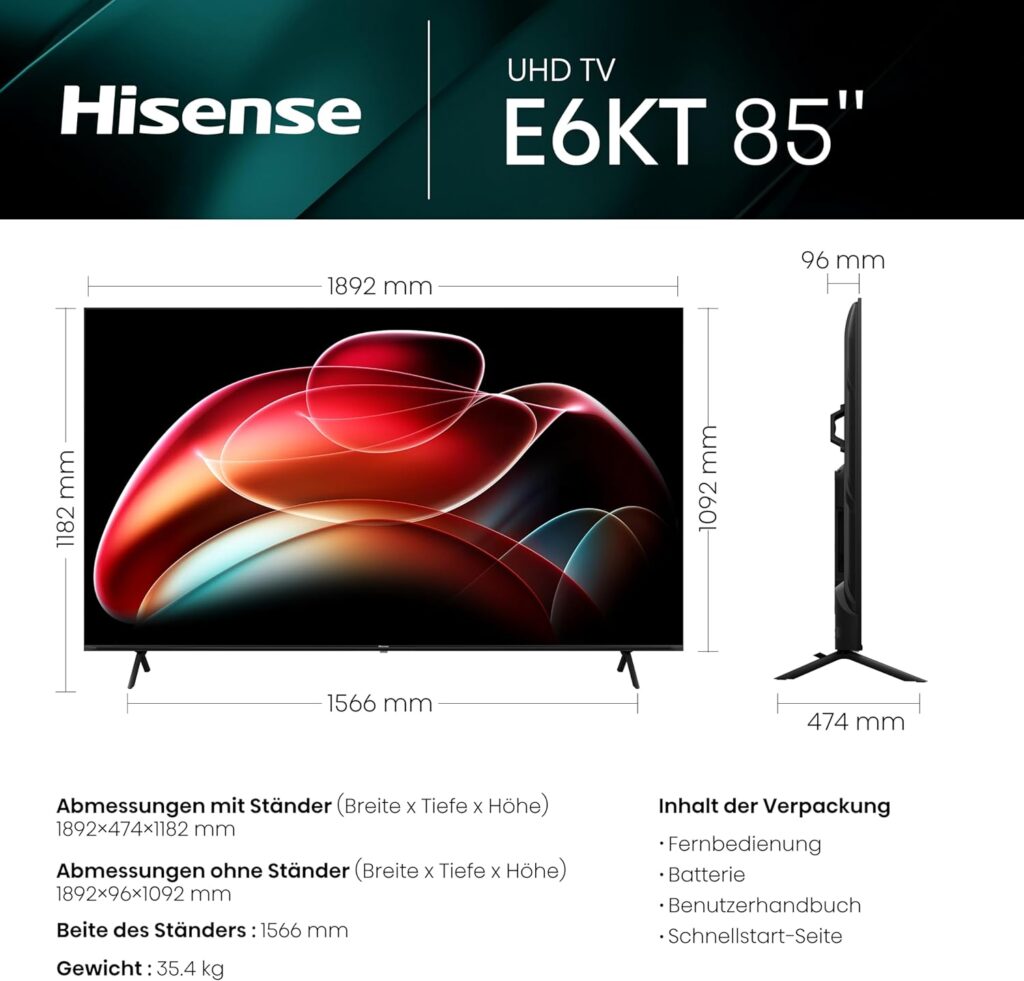 Hisense 85E6KT Test - Ausstattung