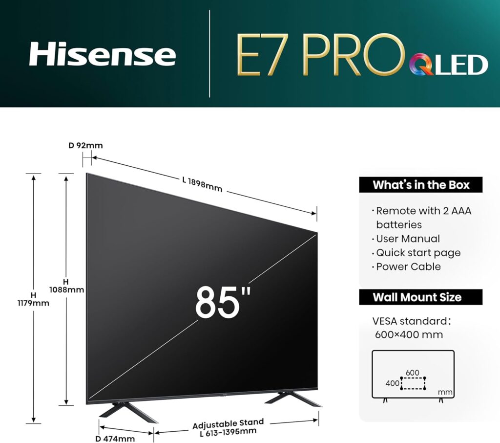 Hisense 85E7NQ Pro Test - Maße