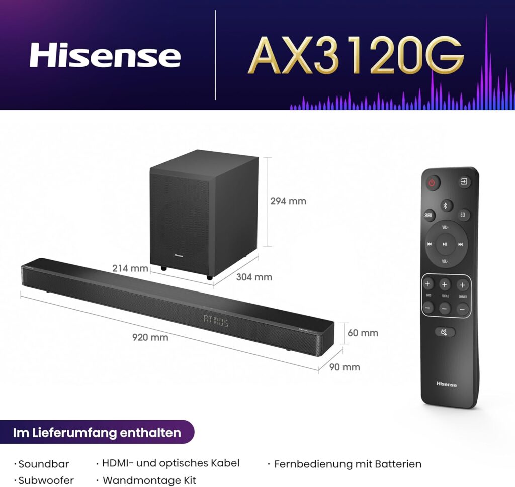 Hisense AX3120G Test - Maße