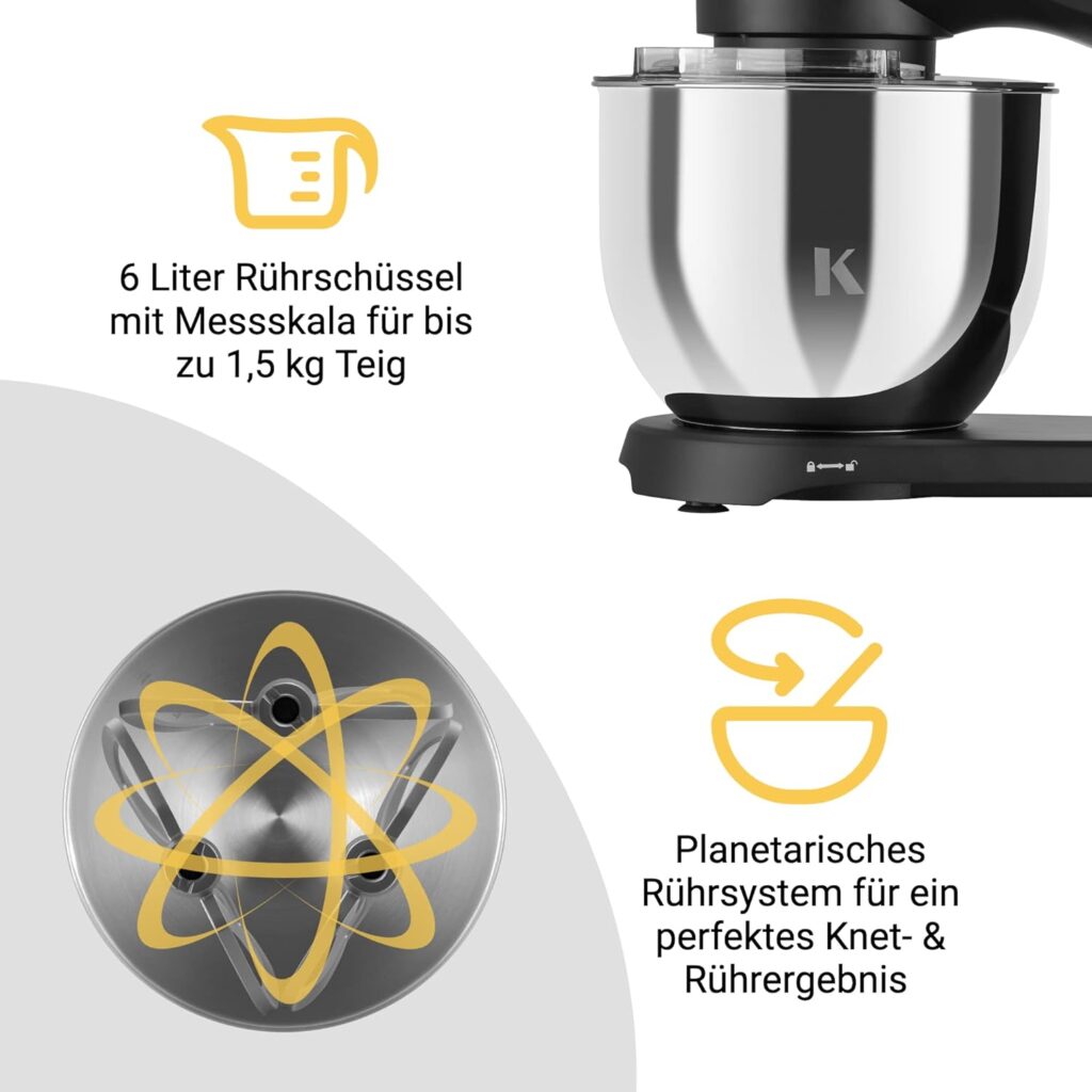 Klamer Küchenmaschine 1800W Test - Schüssel