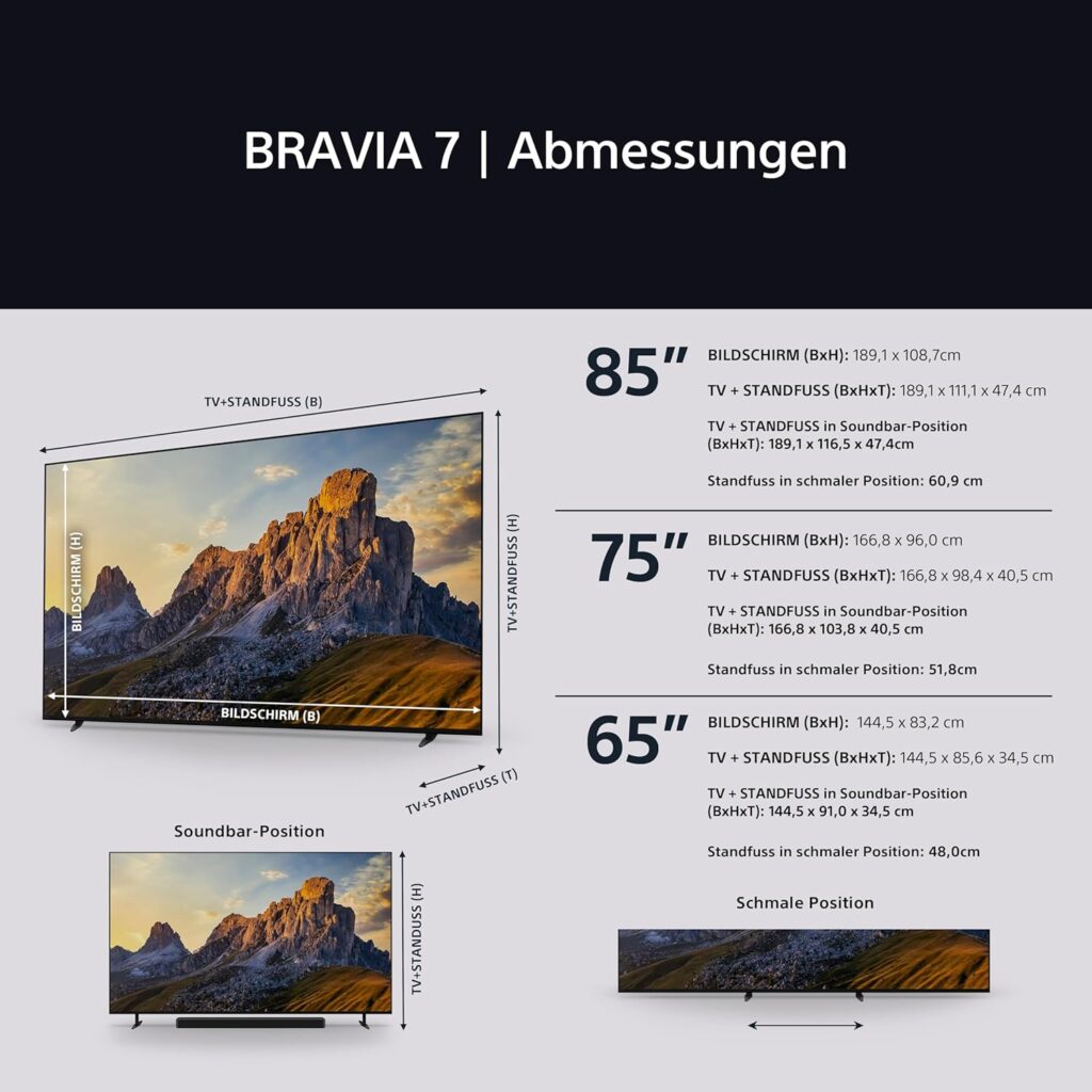 Sony Bravia 7 Test - Maße