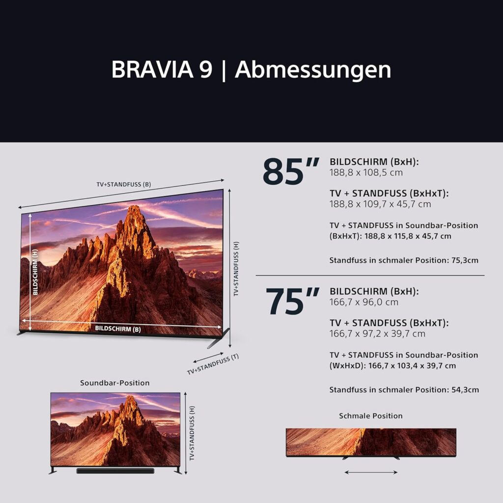 Sony Bravia 9 Test - Abmessungen