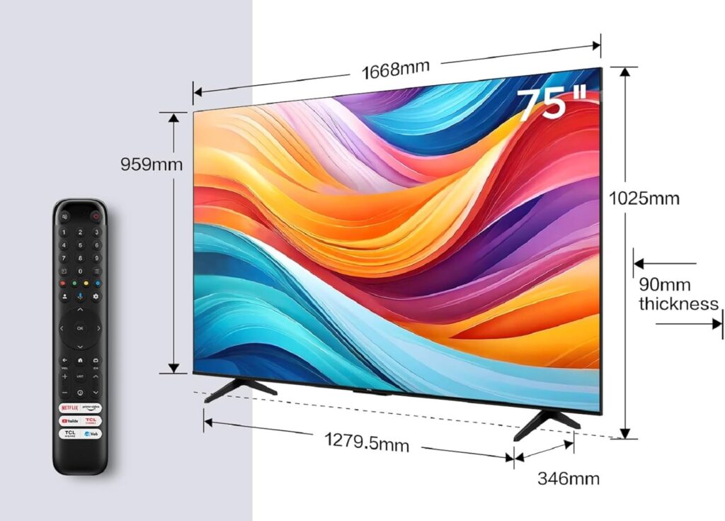 TCL 75T7B Test - Maße